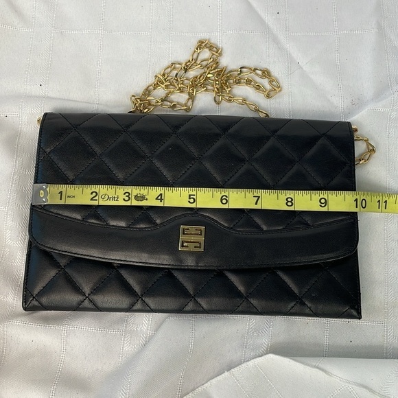 Givenchy Black Quilted Leather Flat Clutch Flap Bag on Chain Small Night Out - Picture 9 of 17